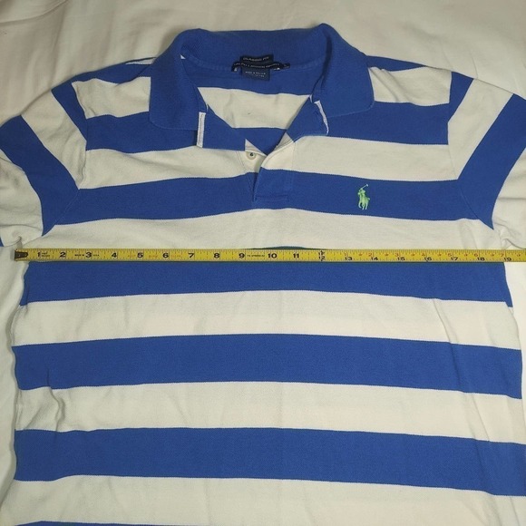 Ralph Lauren Sport Classic Fit Blue/White Striped Polo, Large - Picture 8 of 9
